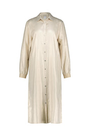 Hemdblusenkleid aus Viskosemix - 08 Stucco - Beige