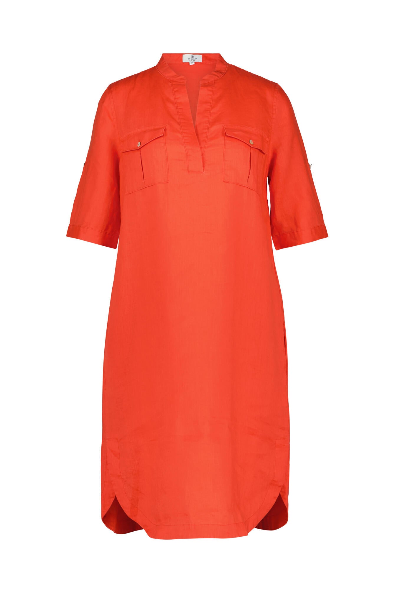 Freizeitkleid aus Leinen - Rot - Rot