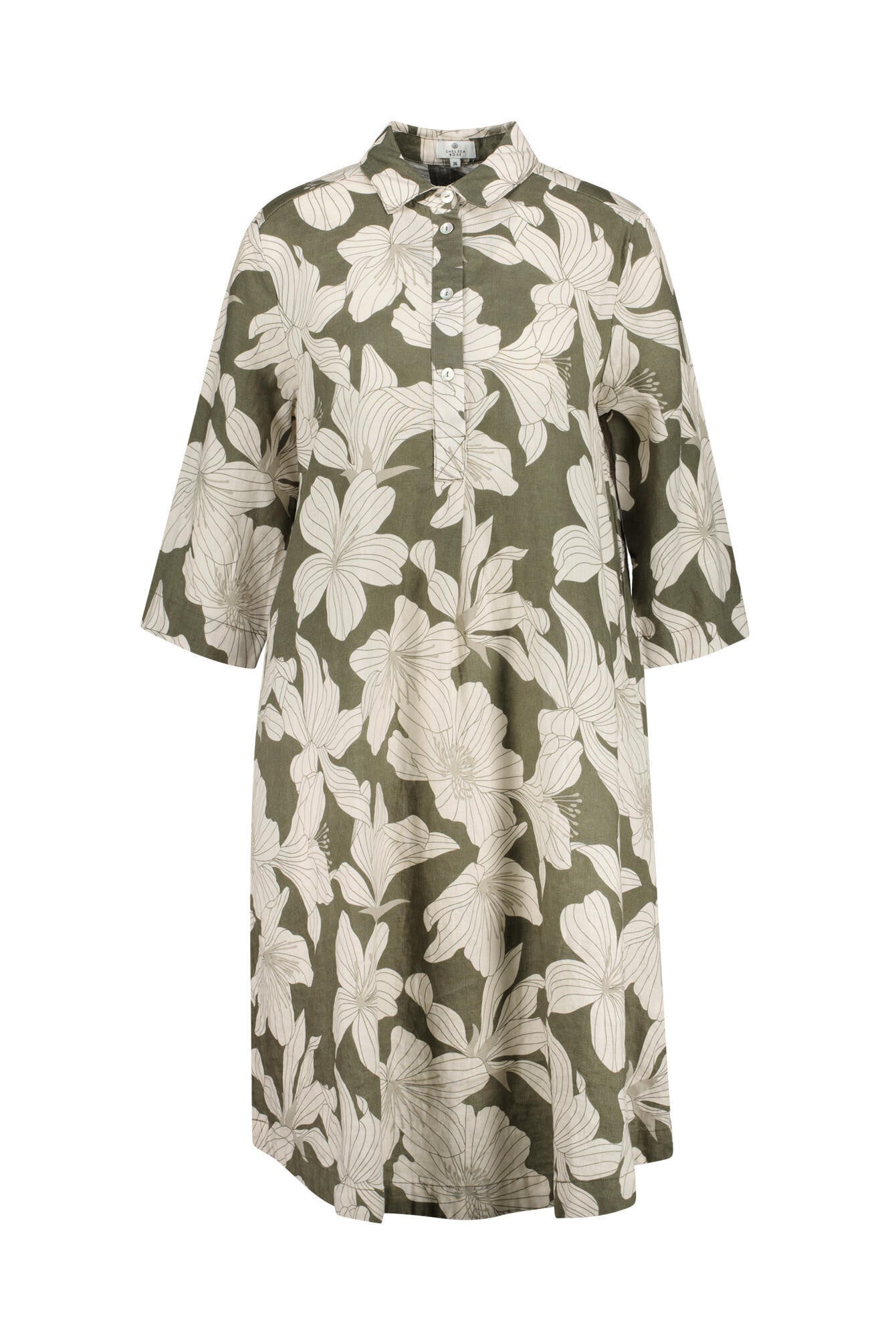 Hemdblusenkleid aus Leinen - Neutral - Grün