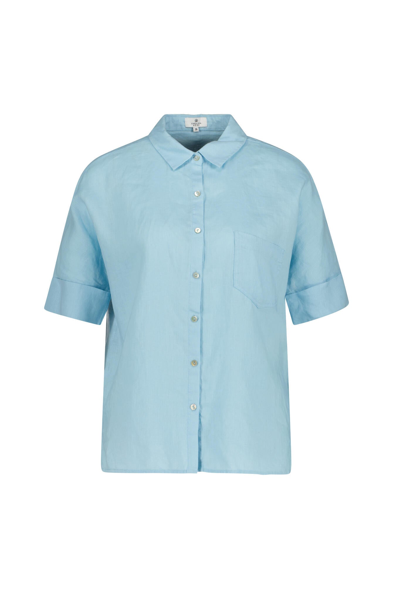 Leinenbluse - Aqua - Blau