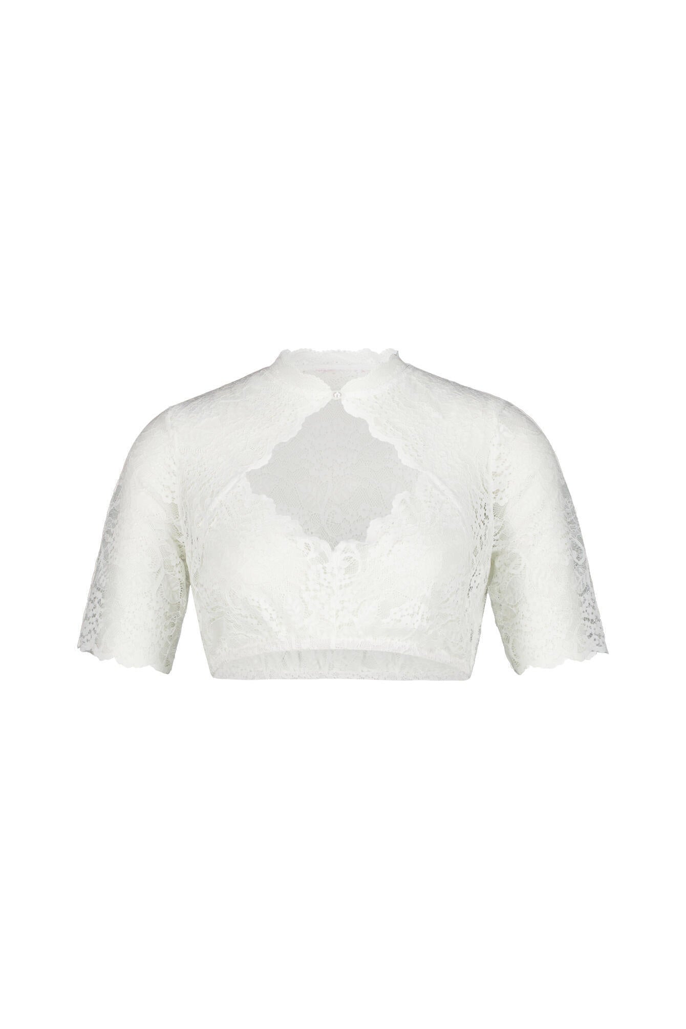 Dirndlbluse mit Spitzen-Details - 0002 Ecru - Weiß