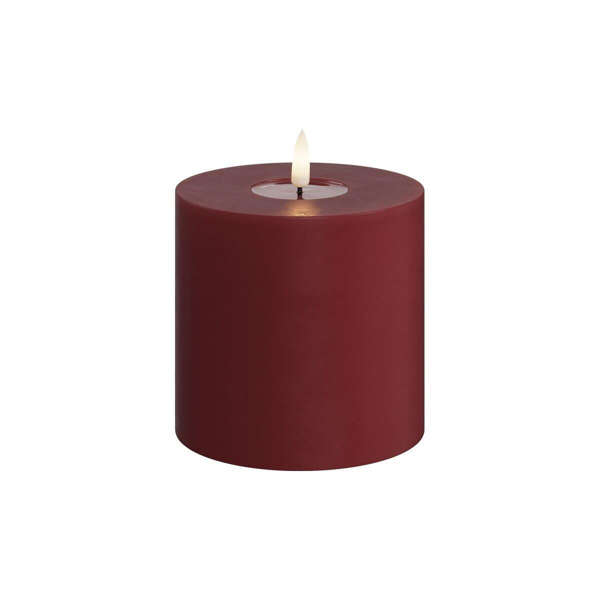 LED Wachskerze 10x10 - Bordeaux - Rot