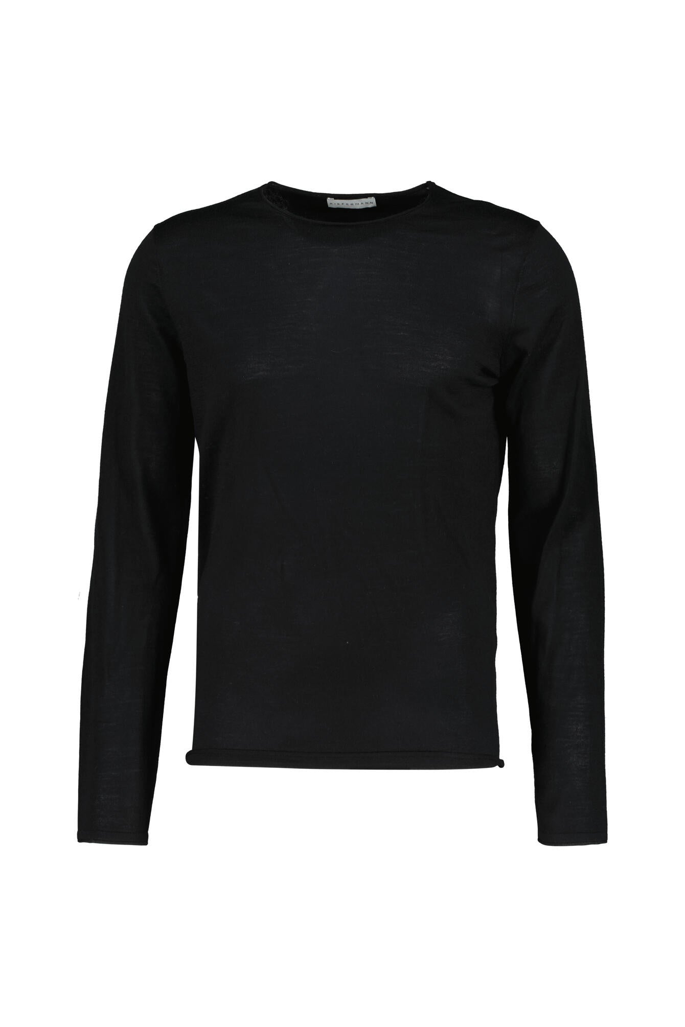 Stricklangarmshirt aus Merinowolle - 02 - Schwarz
