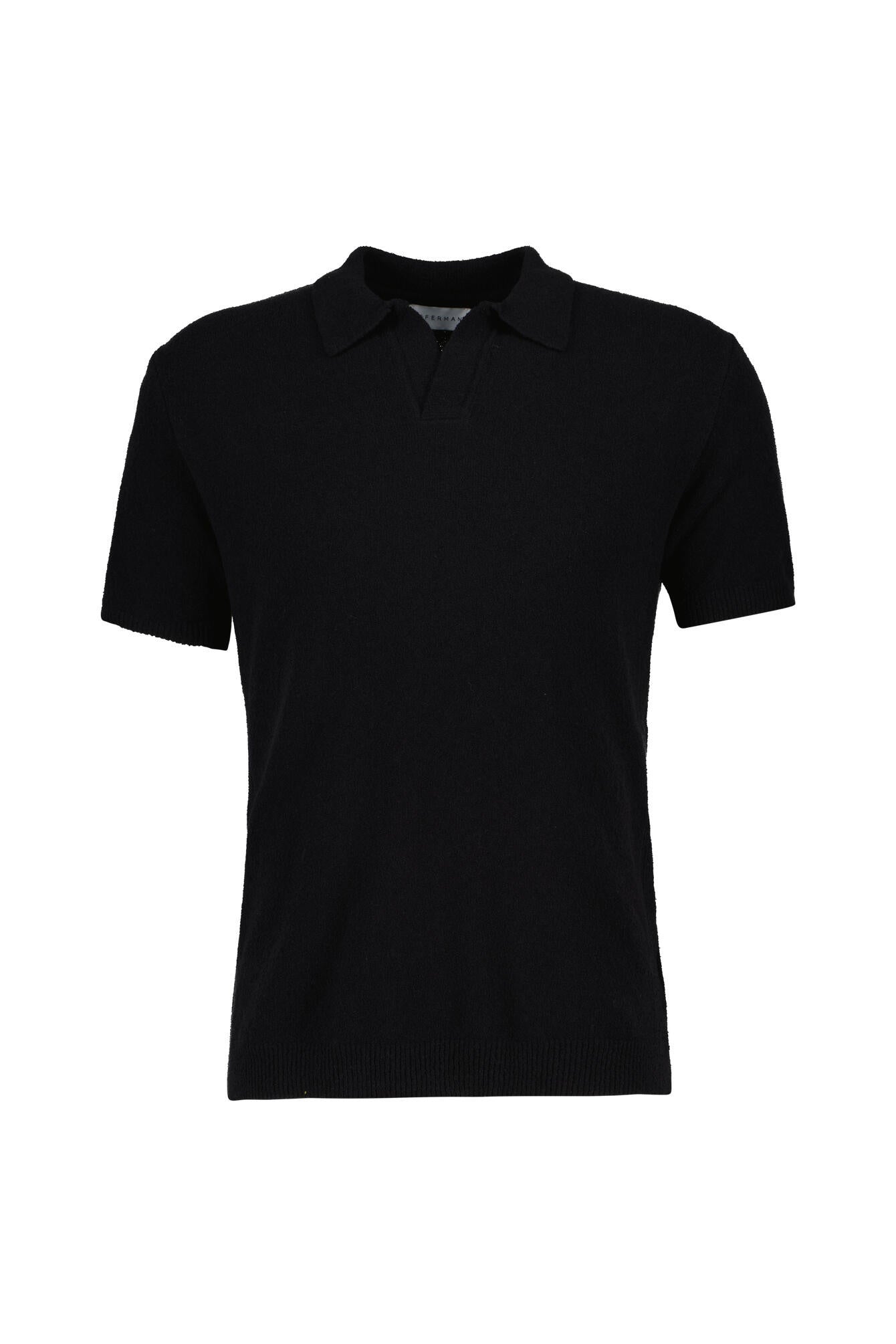 Strick-Poloshirt aus Bouclé - 02 - Schwarz