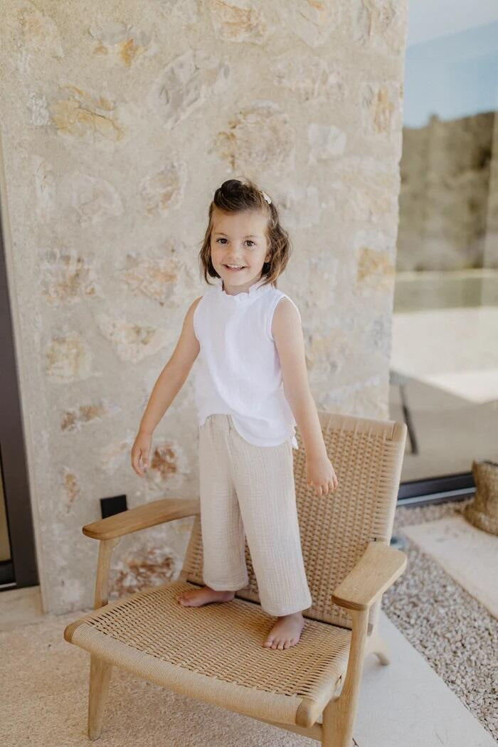 Stoffhose aus Musselin - Cappuccino - Beige