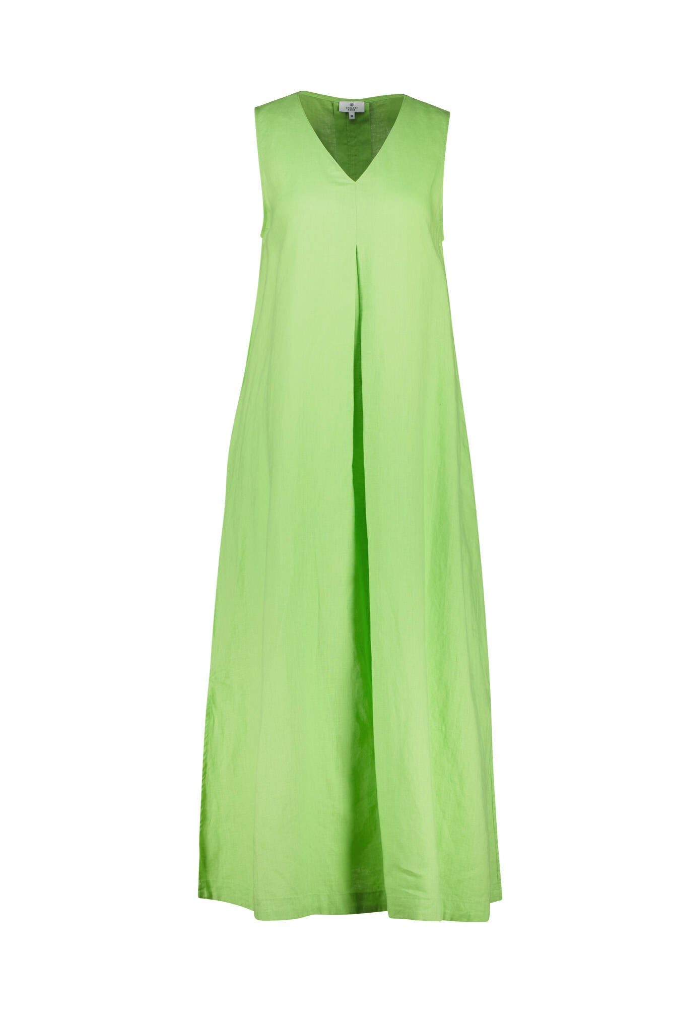 Leinenkleid Maxi mit V-Ausschnitt - May Green - Grün