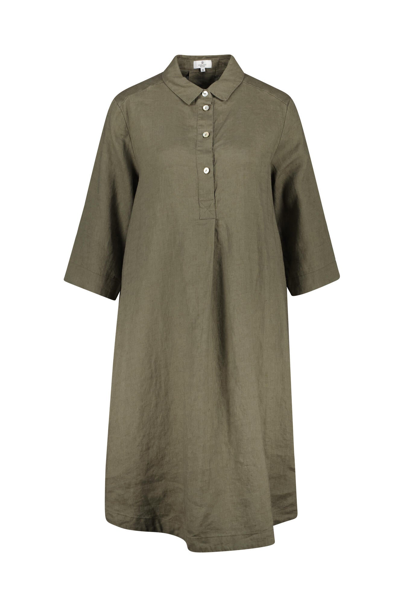 Hemdblusenkleid aus Leinen - Khaki - Khaki