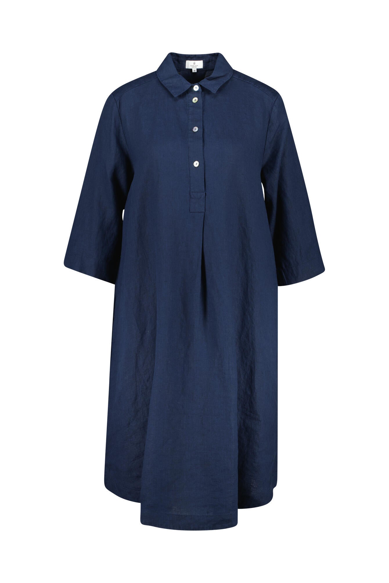 Hemdblusenkleid aus Leinen - Navy - Blau