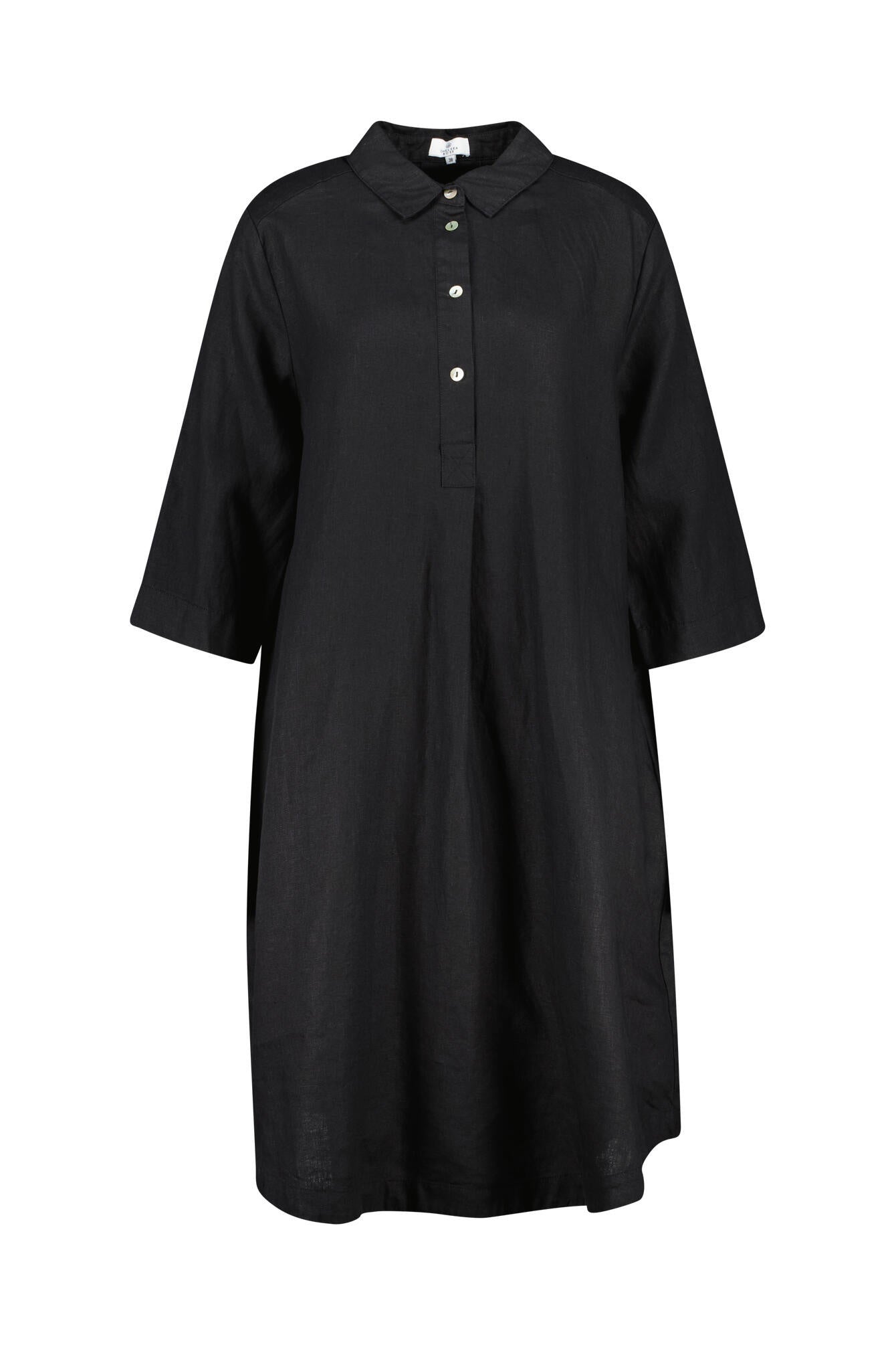 Hemdblusenkleid aus Leinen - Black - Schwarz