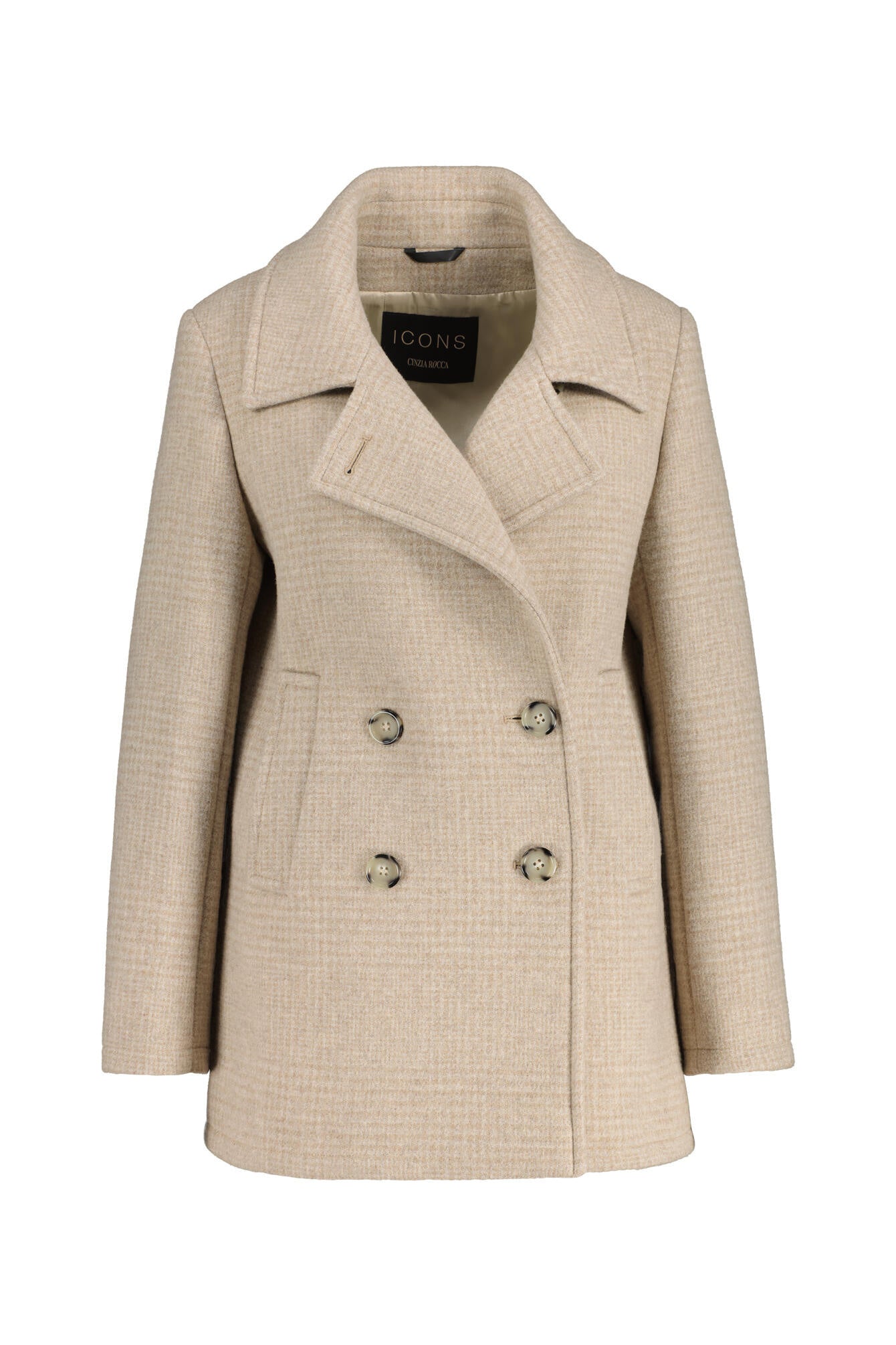 Kurzmantel aus Wolle - Beige