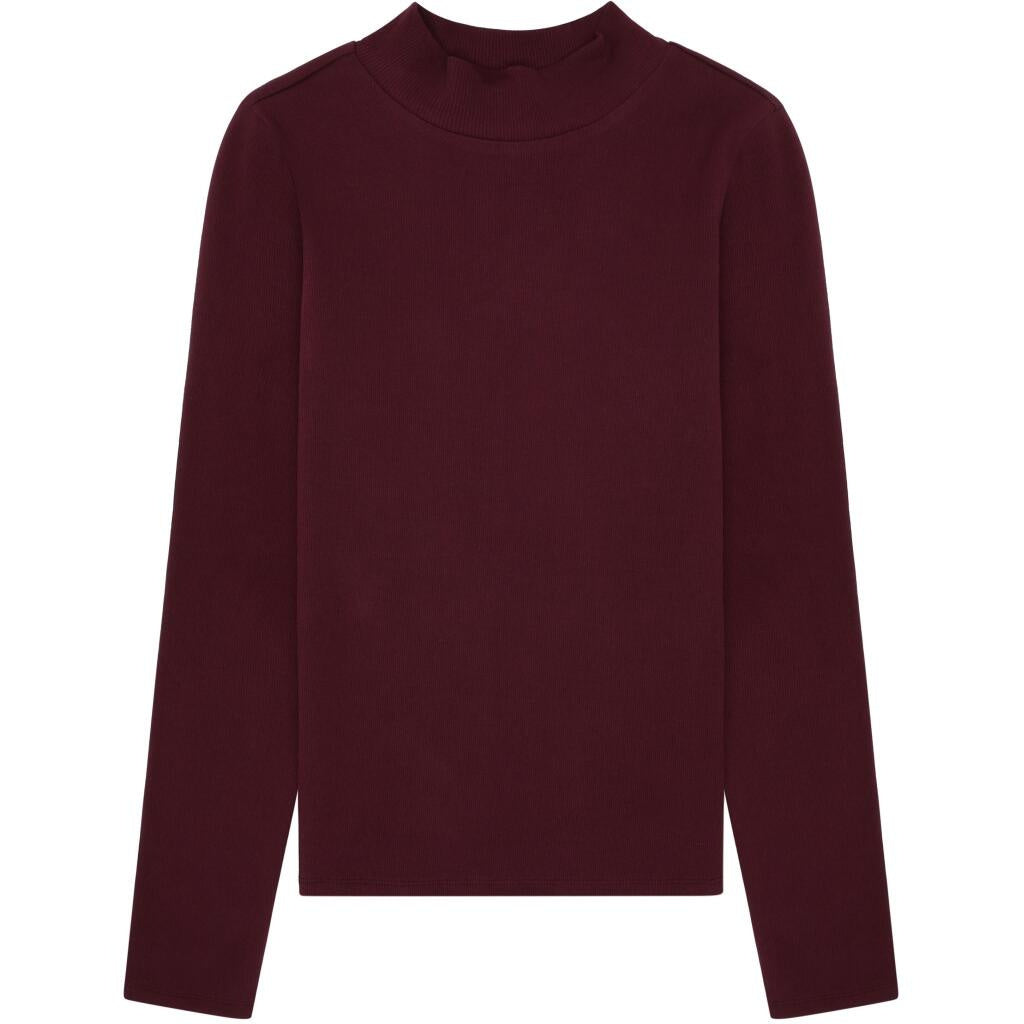 Langarmshirt mit Stehkragen - 1281 Fig - Rot