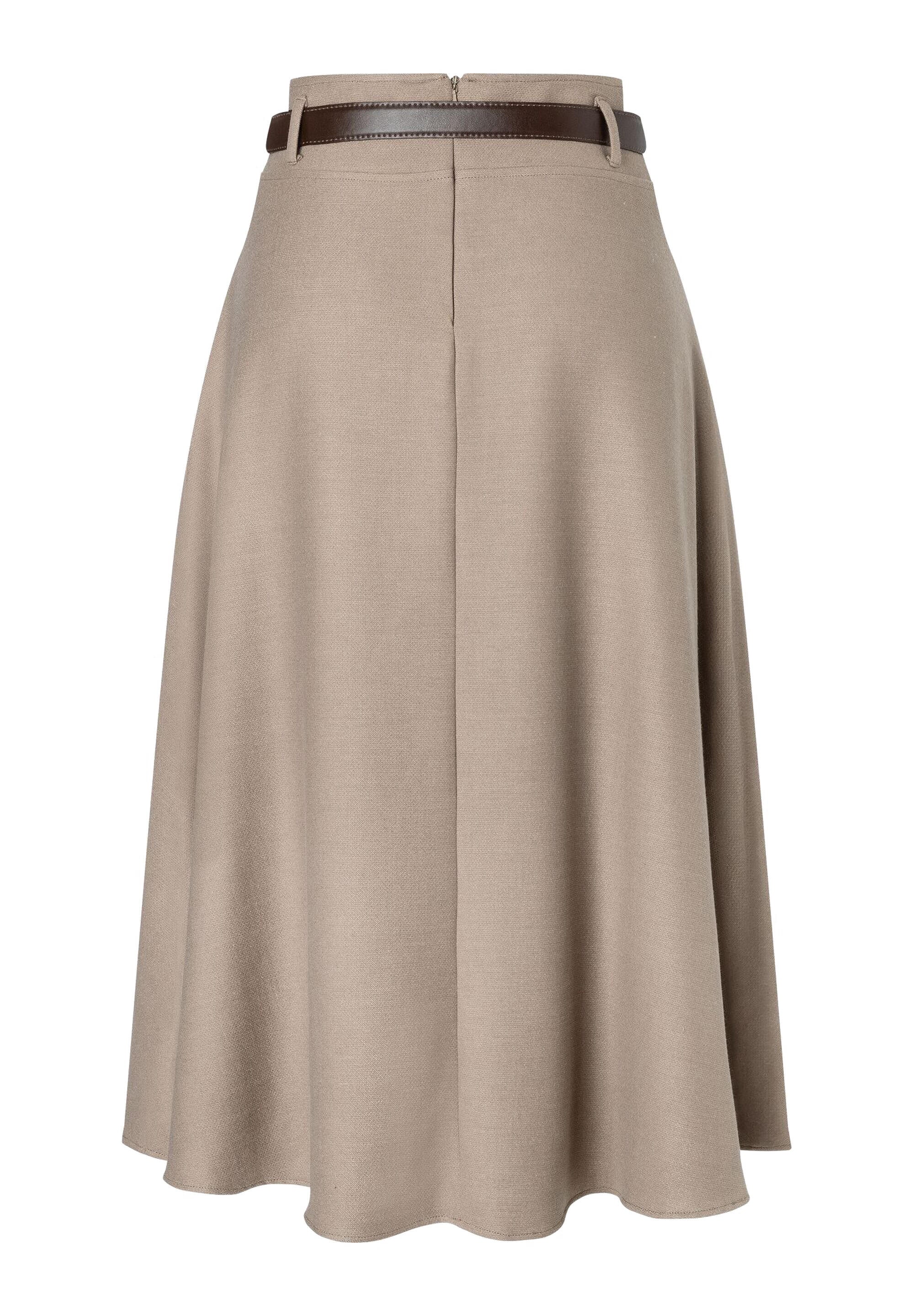 Glockenrock mit Gürtel - 0227 - Beige