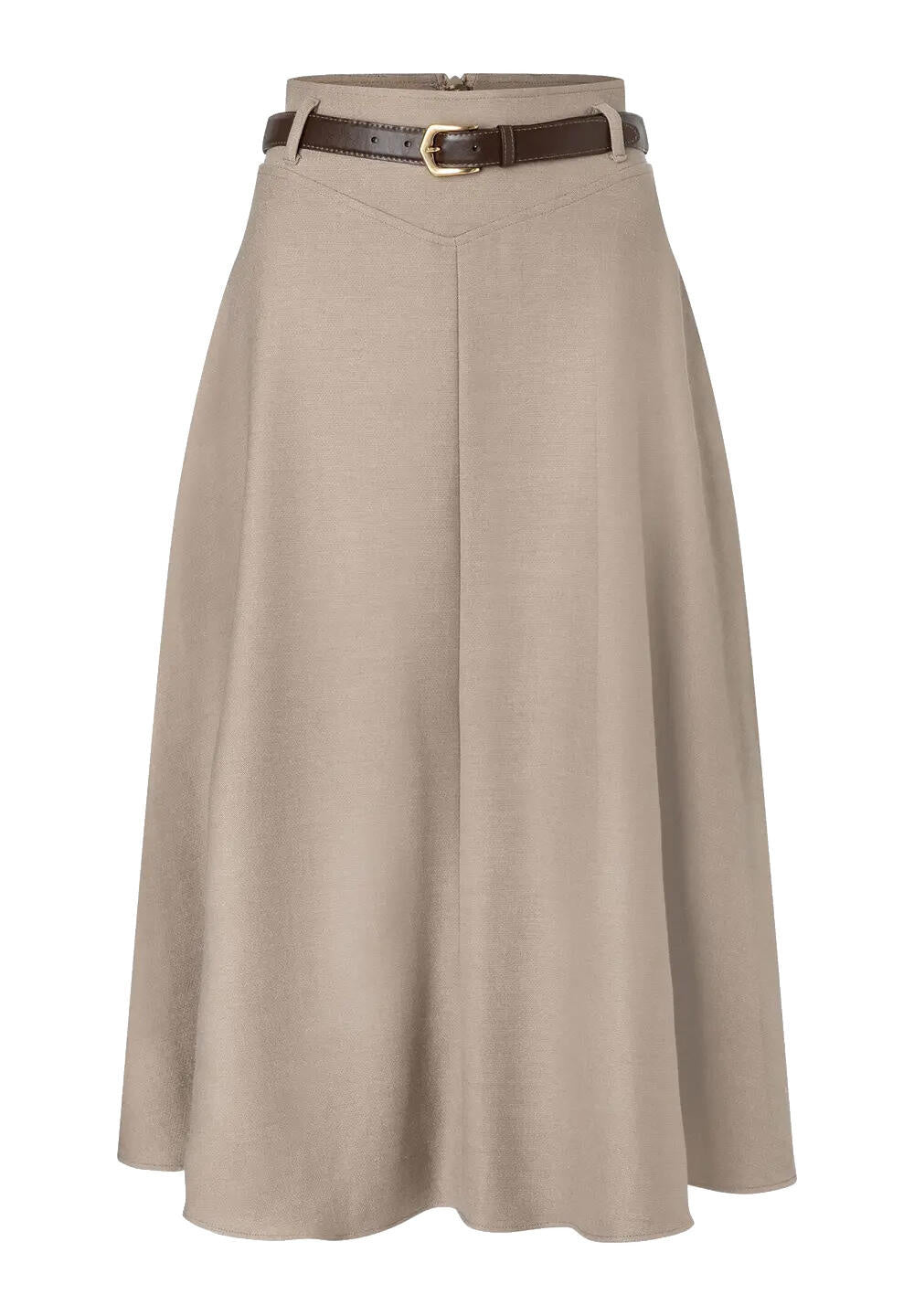 Glockenrock mit Gürtel - 0227 - Beige
