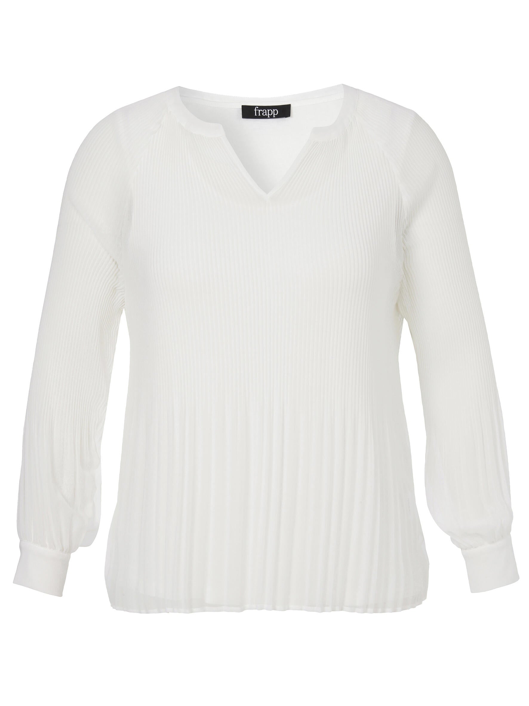 Plisseebluse mit V-Ausschnitt - 954-offwhite - Weiß