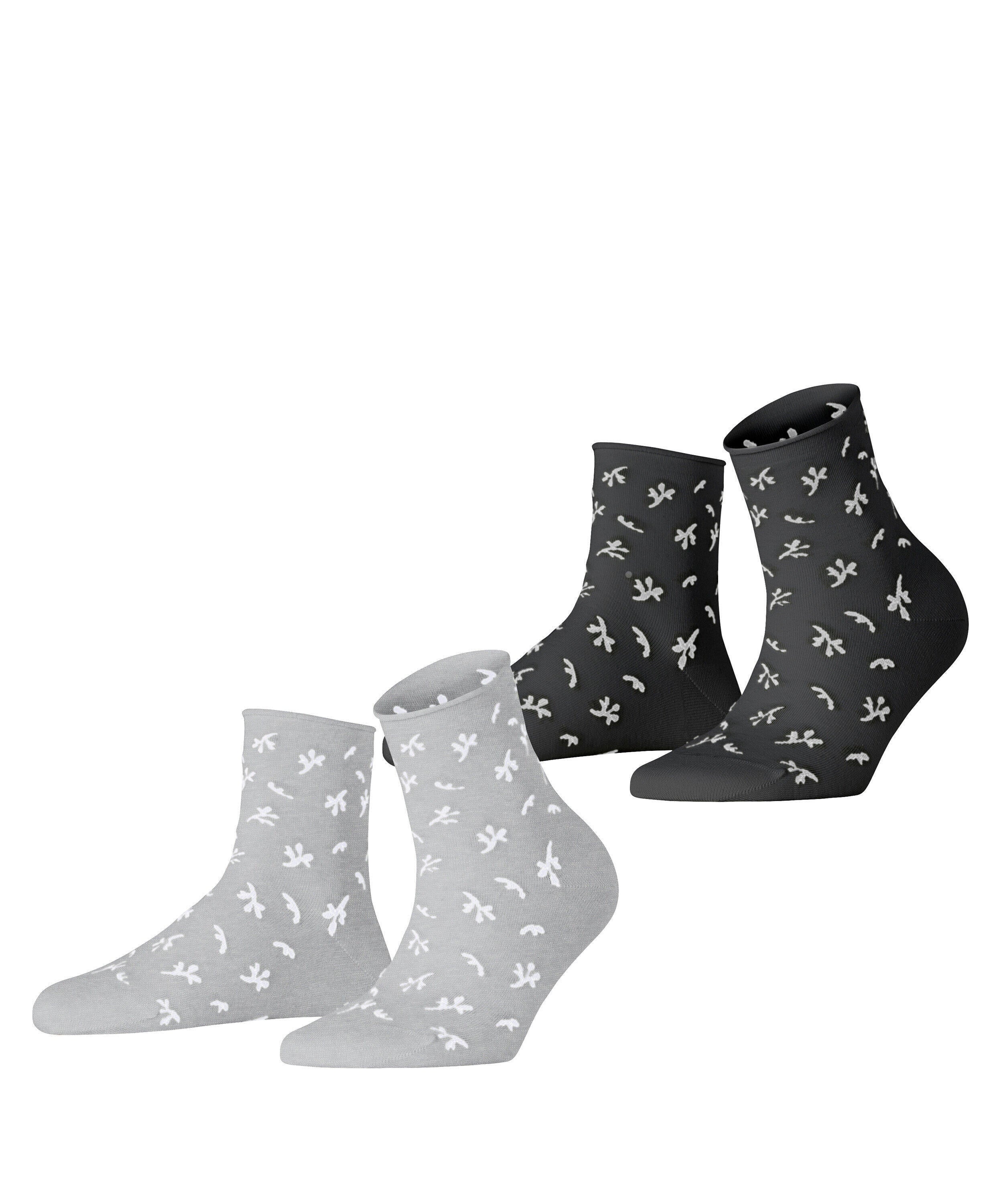 2er-Pack Socken mit Blumenmuster - 0050 sortiment - Grau
