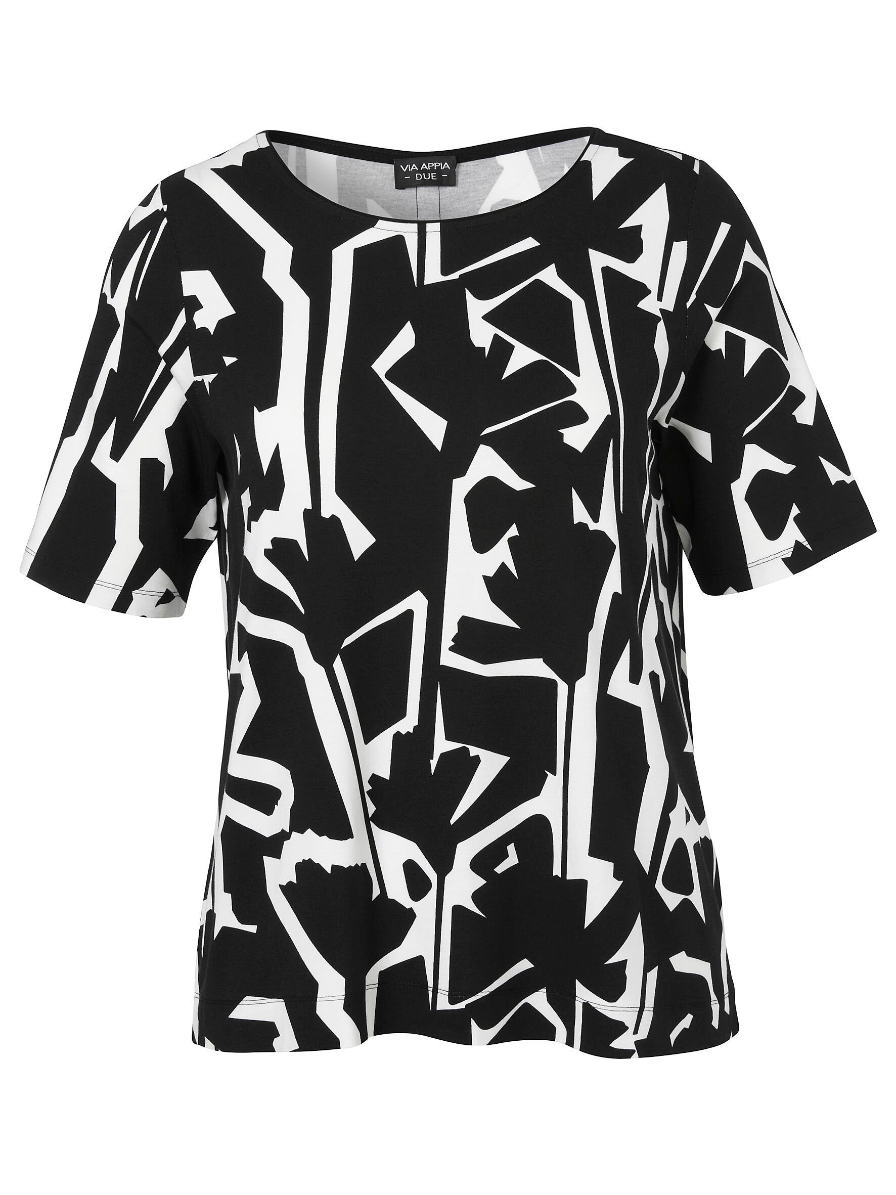 T-Shirt gemustert aus Viskose - 100950 - Schwarz | Weiß