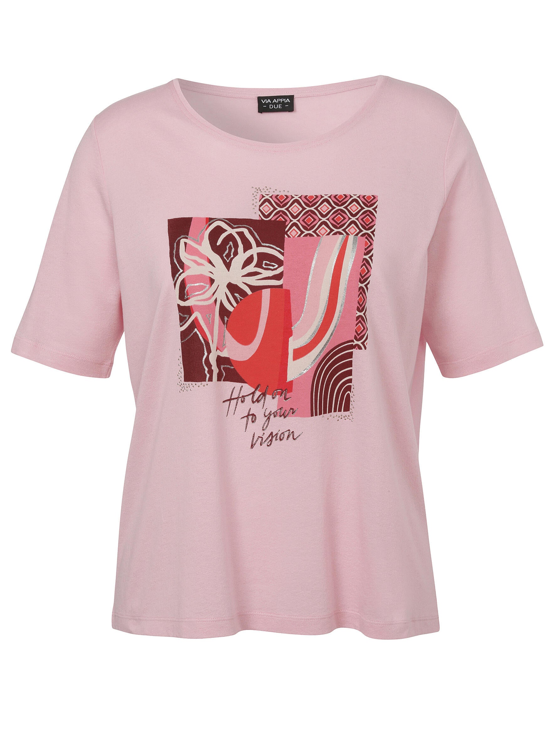 T-Shirt aus Baumwollmix - 673-rosa multicolor - Rosa
