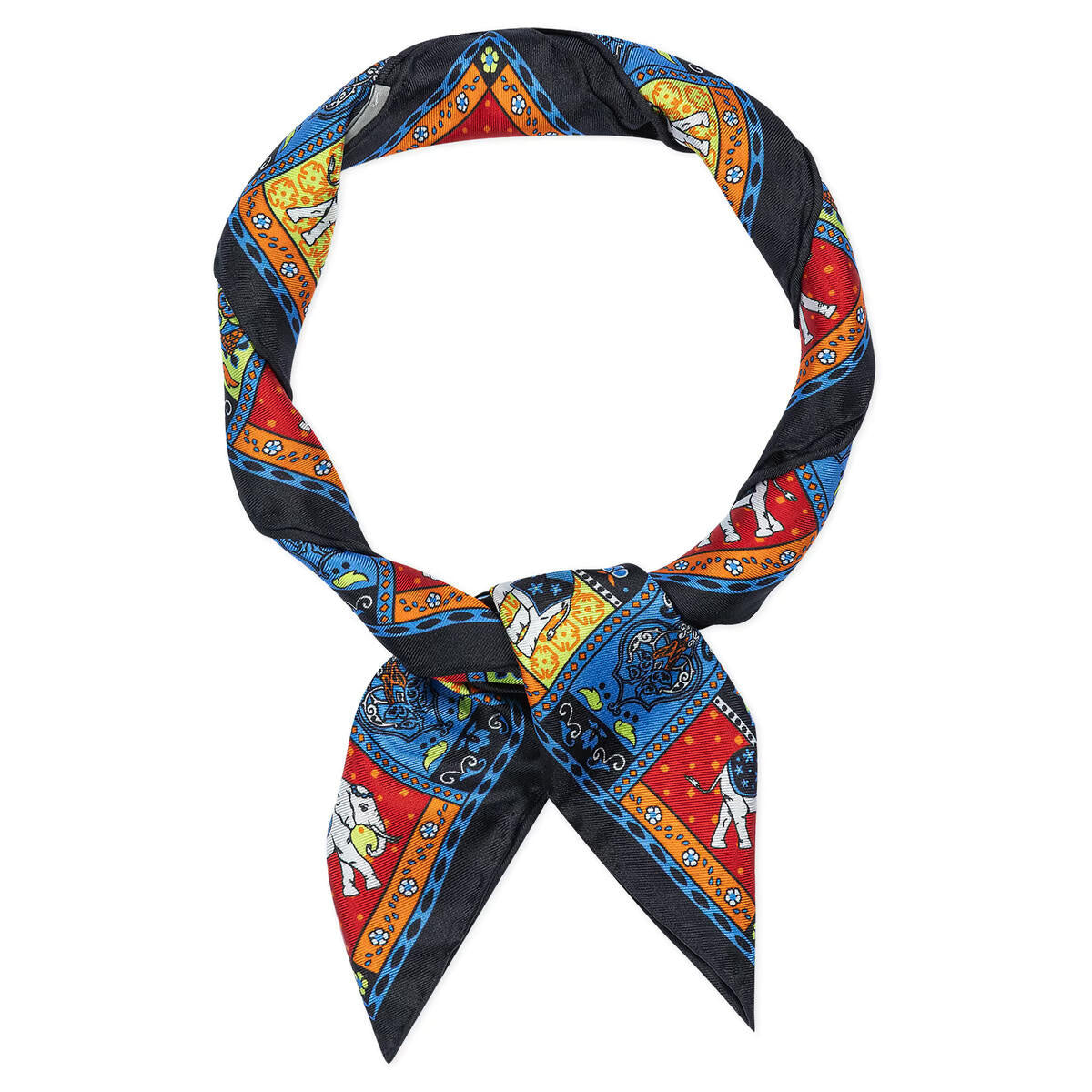 Seidentuch LUCKY ELEPHANT 53x53 - 0260-black multi - Schwarz