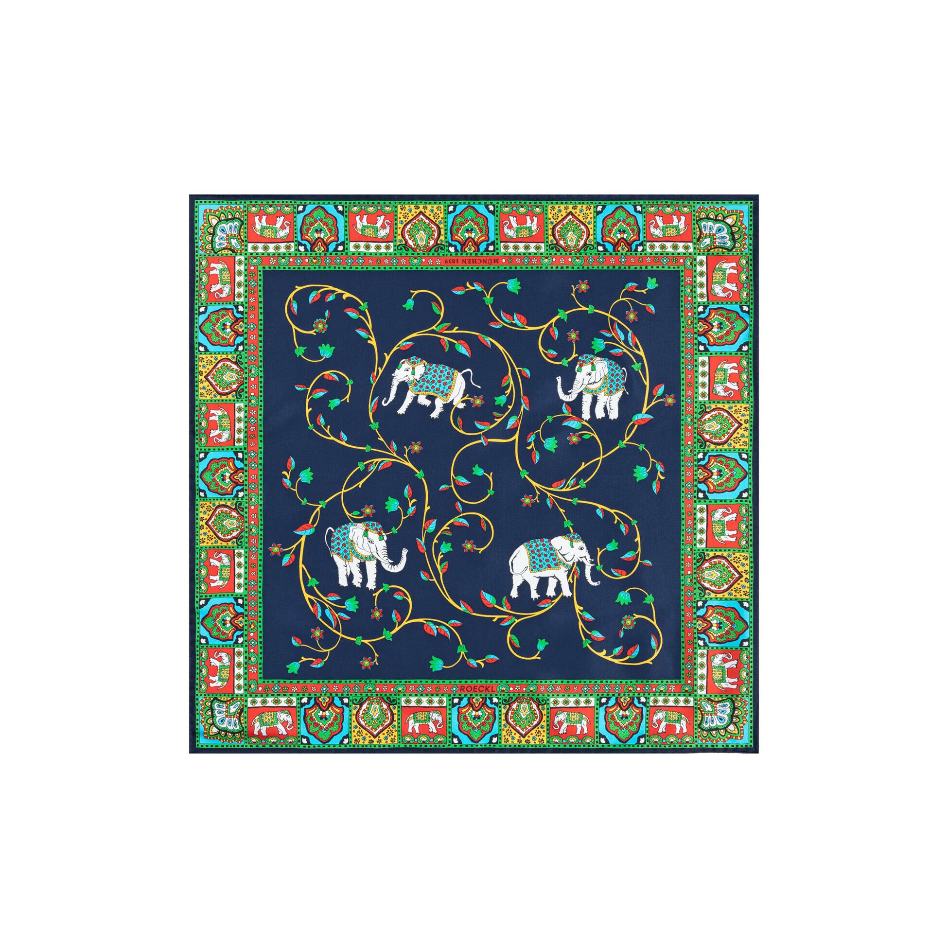 Seidentuch LUCKY ELEPHANT 53x53 - 5930-multi navy - Blau
