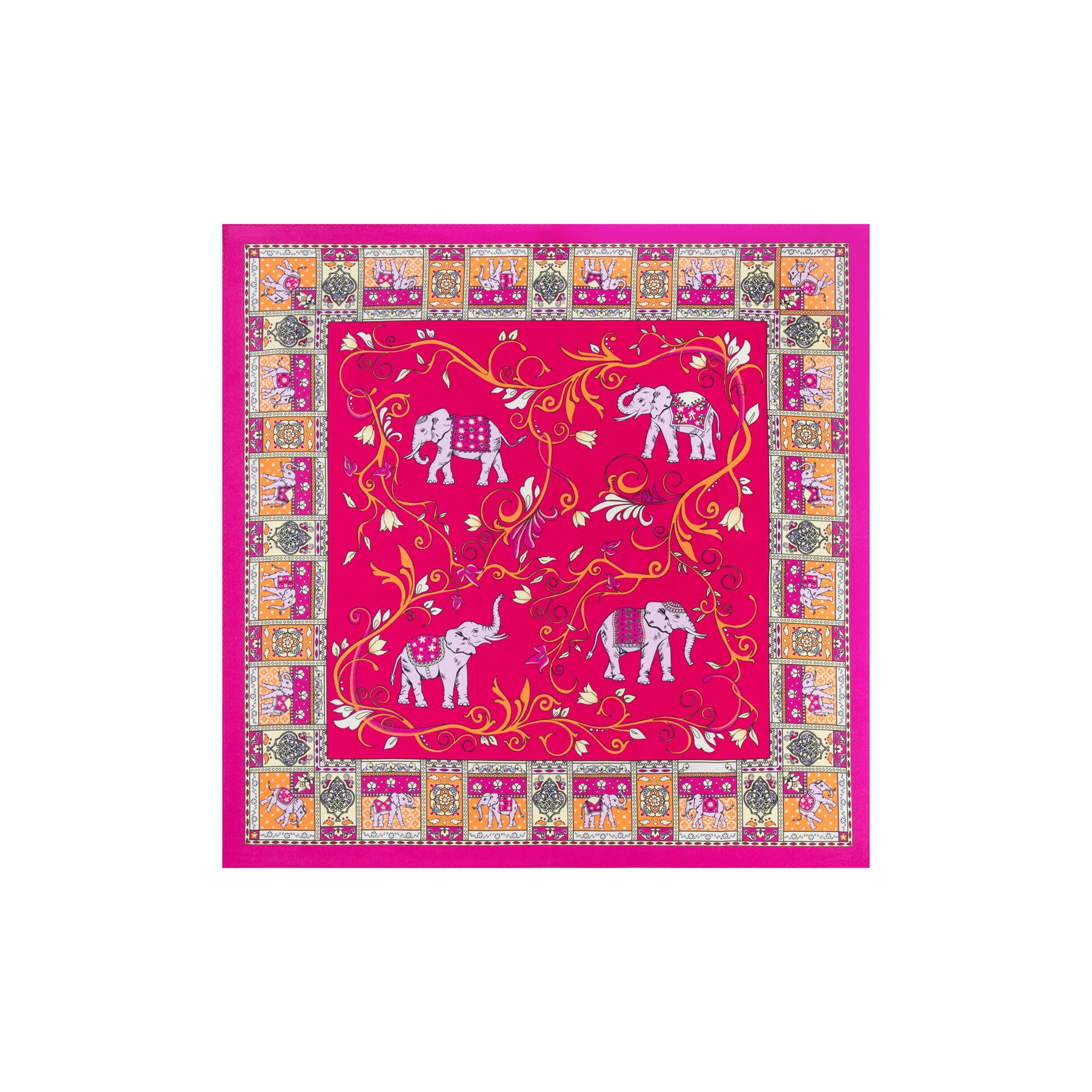 Seidentuch LUCKY ELEPHANT 53x53 - 9350-multi pink - Pink