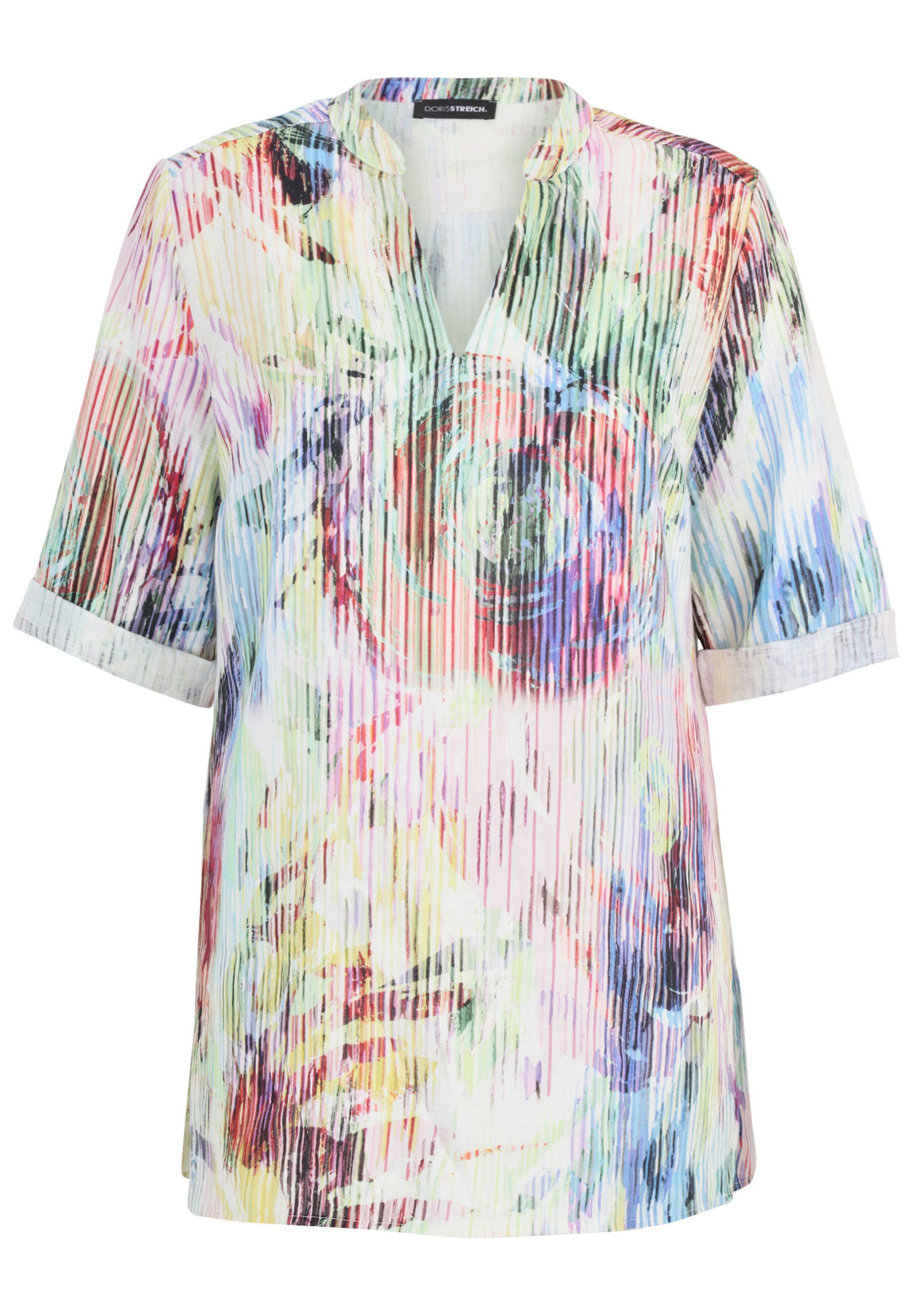Leinenschlupfbluse gemustert - 98-Multicolor - Mehrfarbig