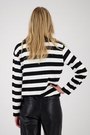 Sweatshirt aus Viskosemix - 997 schwarz ringel - Schwarz | Weiß