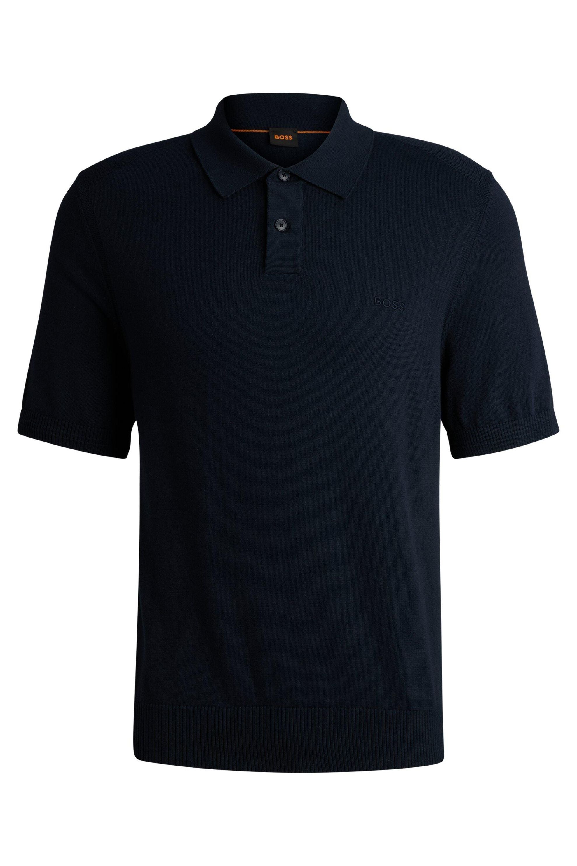 Strickpoloshirt aus Baumwollmix - 404-Dark Blue - Blau