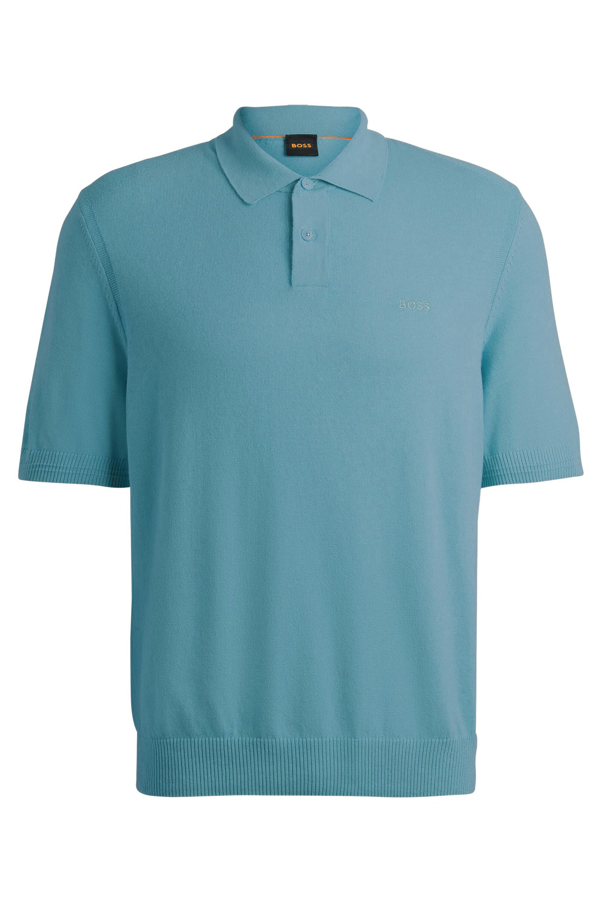Strickpoloshirt aus Baumwollmix - 462-Open Blue - Blau