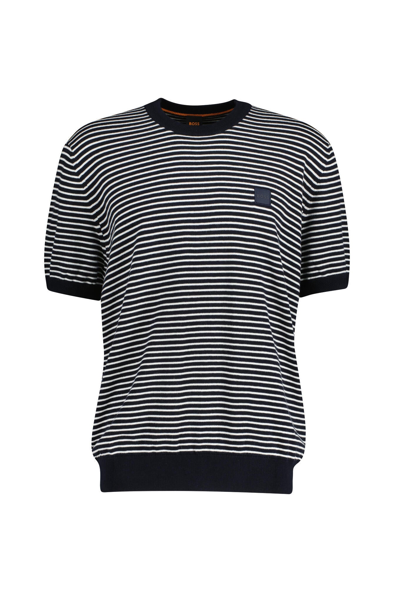 Strick-T-Shirt Regular Fit - 405-Dark Blue - Blau | Weiß