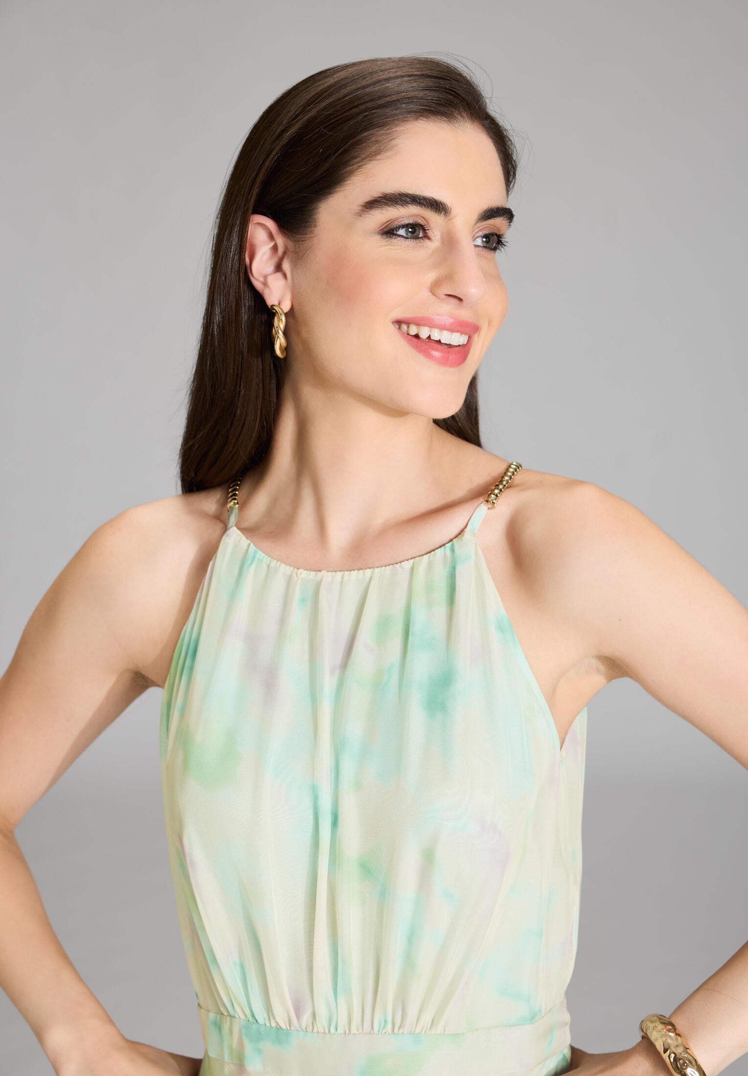 Abendkleid Maxi aus Chiffon - 5644 - Grün