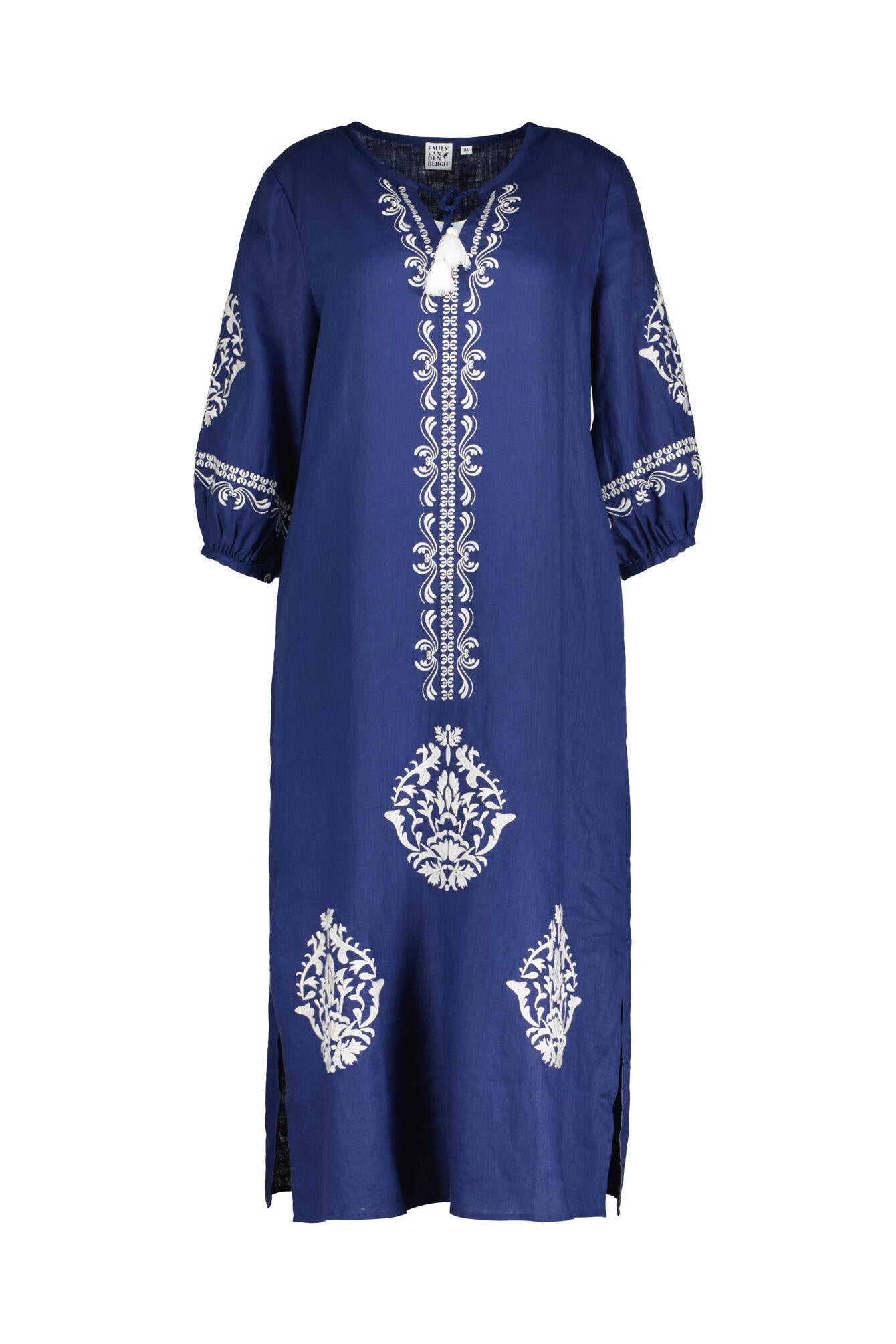 Tunikakleid Midi aus Leinen - 650 - Blau