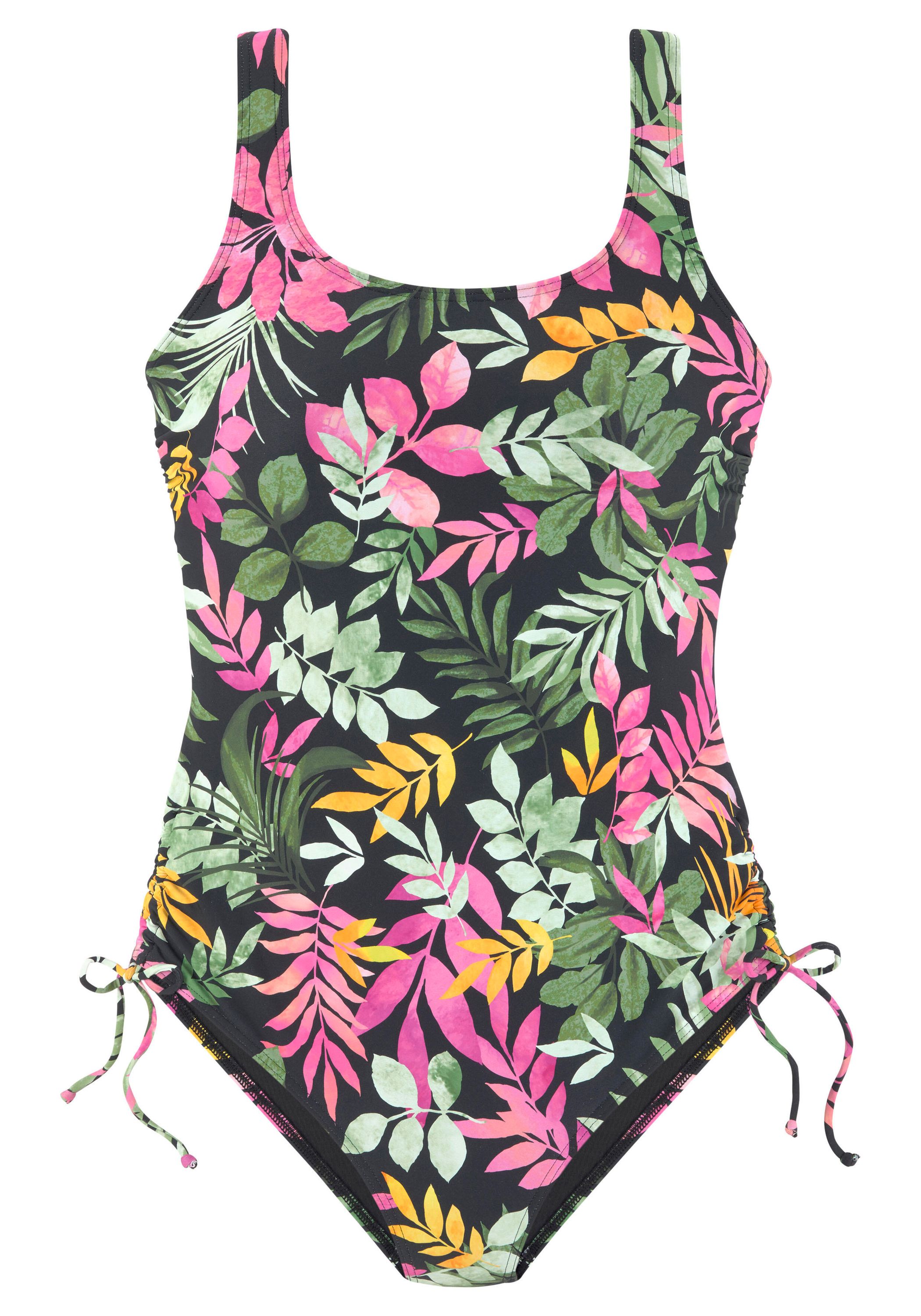 Badeanzug floral - 2099-black-print - Schwarz