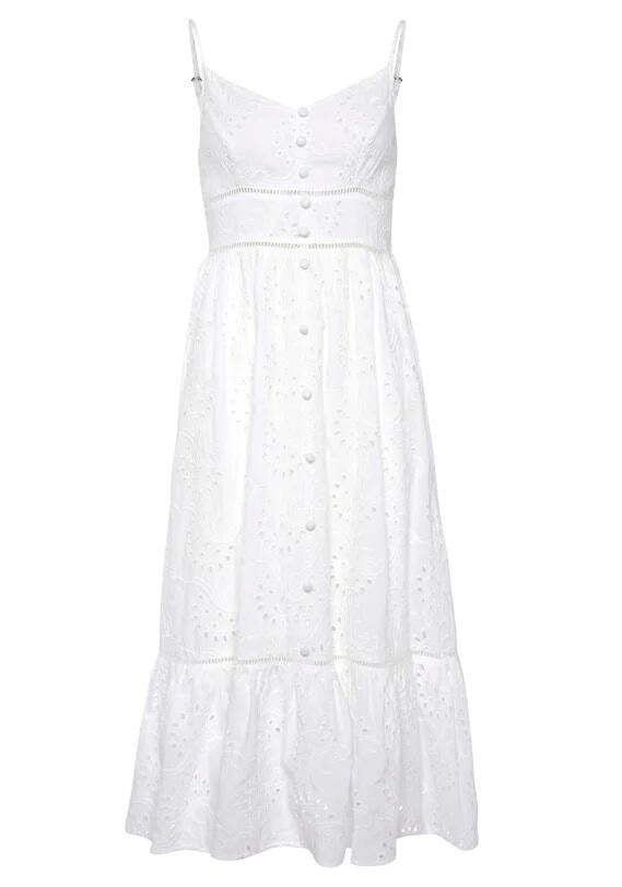 Sommerkleid Midi aus Lochspitze - 3883-weiss - Weiß