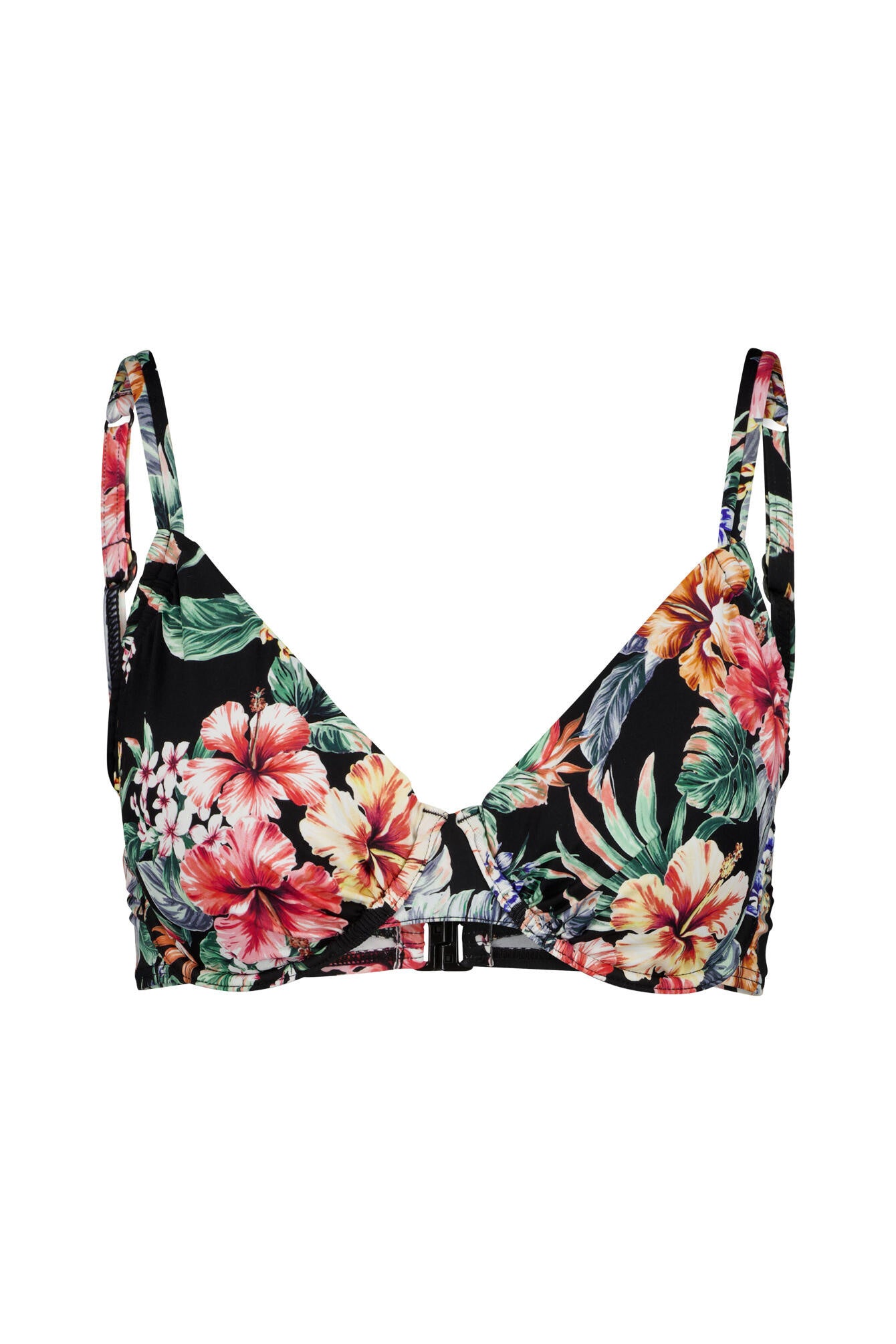 Bikini-Top floral - 863-black print - Schwarz