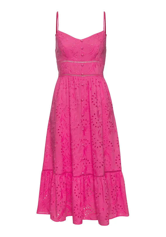 Sommerkleid Midi aus Lochspitze - 776-pink - Pink