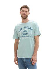 T-Shirt mit Logoprint - 27450-white moss - Türkis