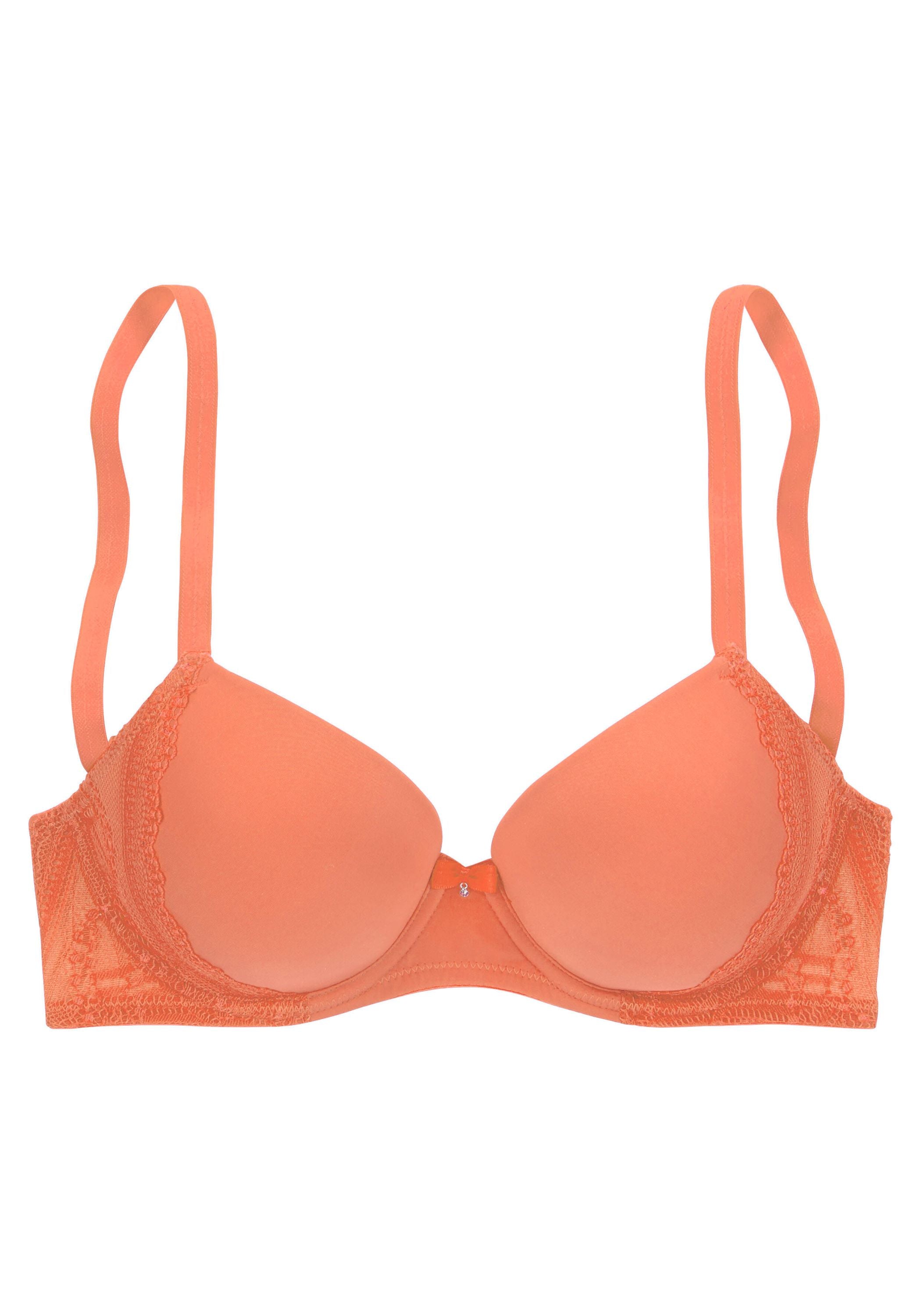 Schalen-BH mit Spitze - 28558-neon peach - Orange