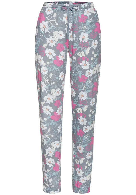 Schlafhose Loose Fit gemustert - 24572-flower aop - Grau
