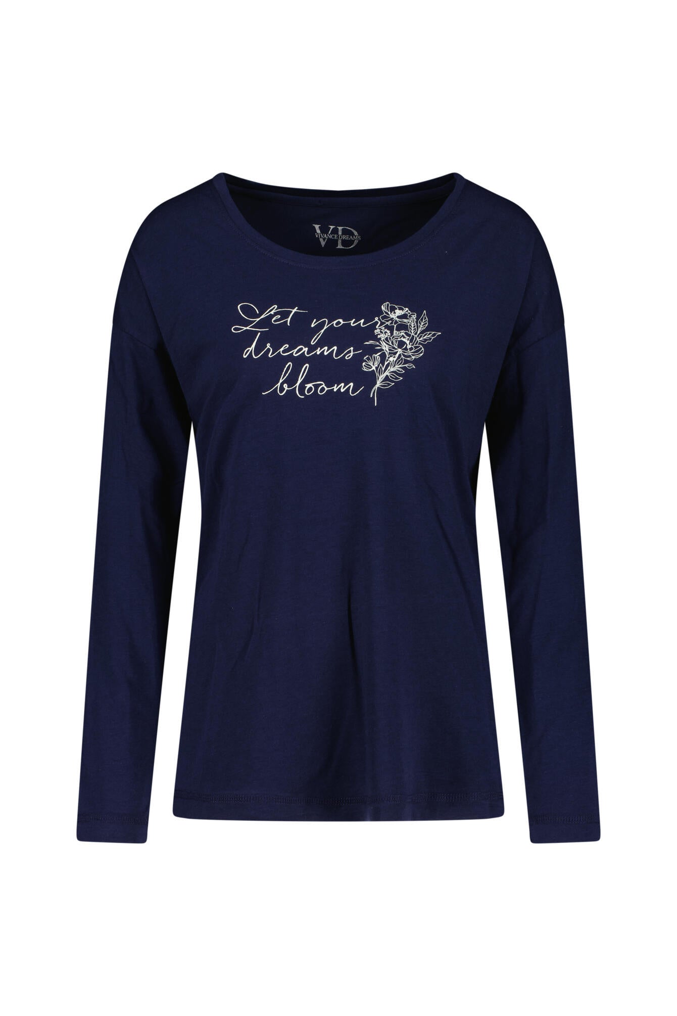 Schlaflangarmshirt COZY DREAMS mit Print - 24-navy - Blau