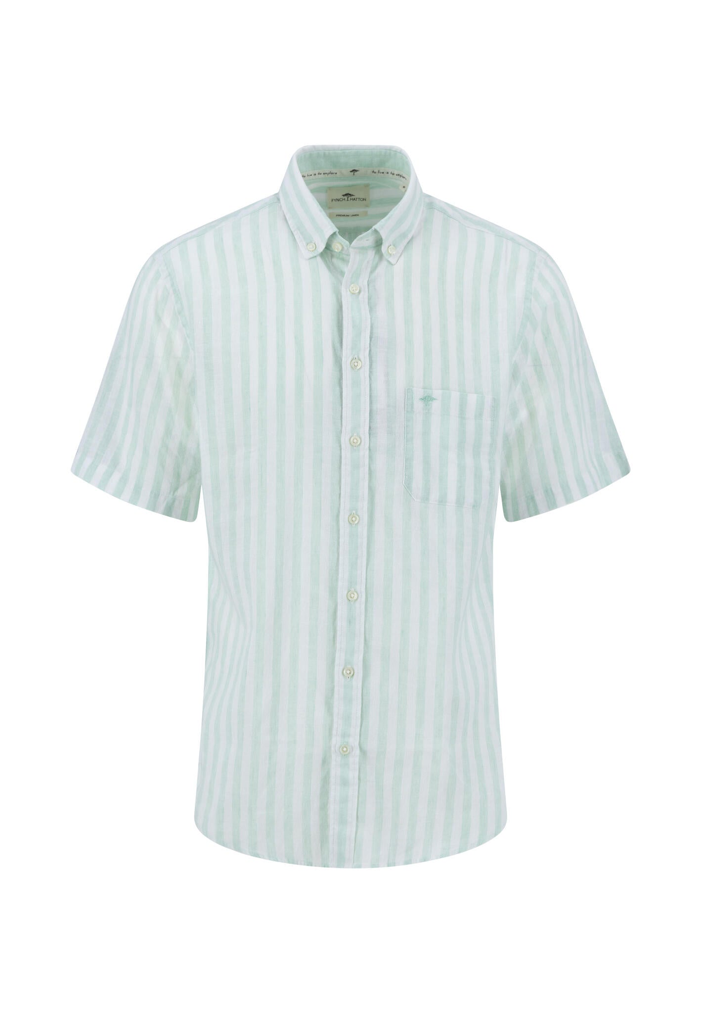Leinenhemd gestreift Regular Fit - 735-minty green - Grün