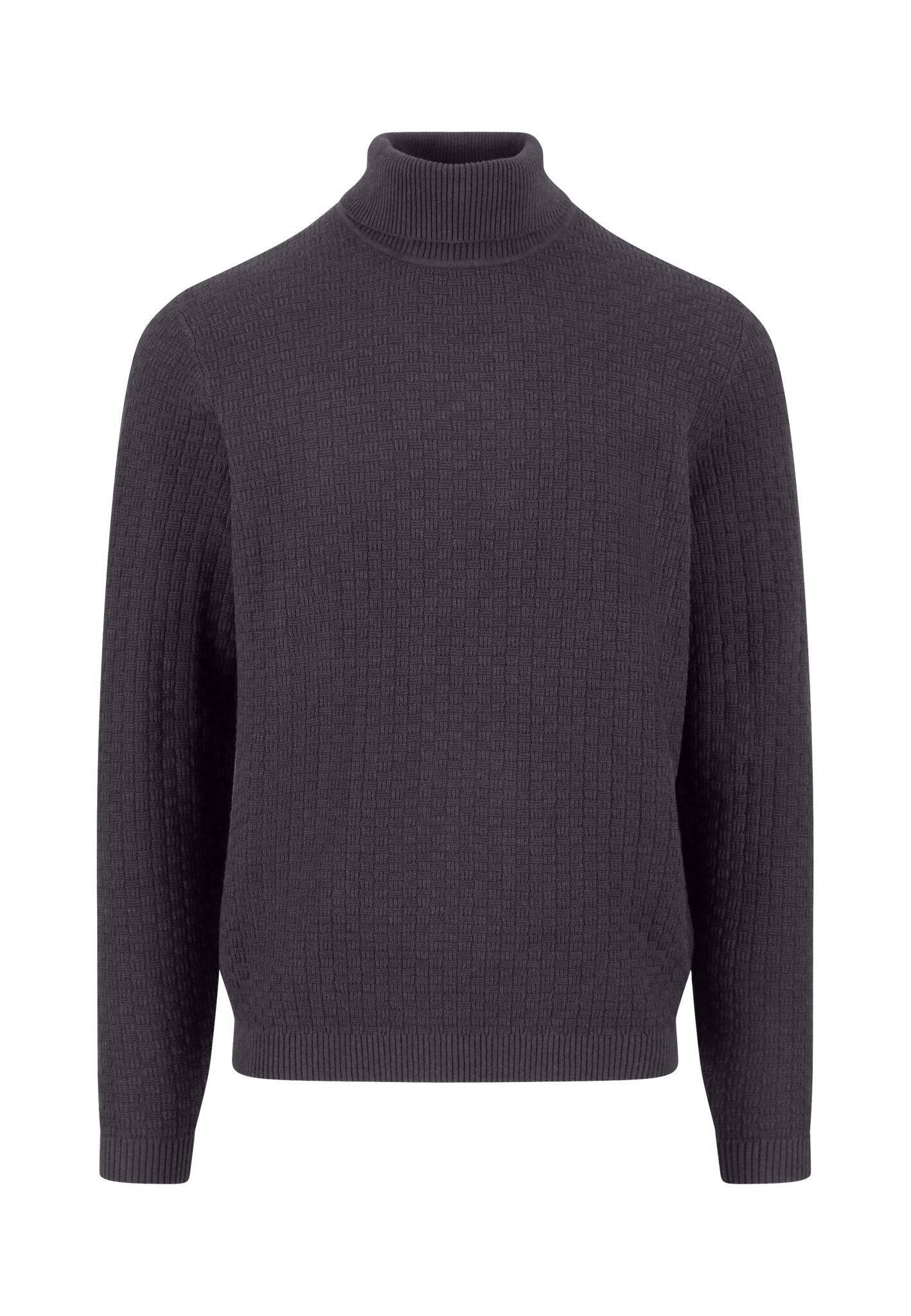 Strickpullover mit Rollkragen - 998-charcoal - Grau