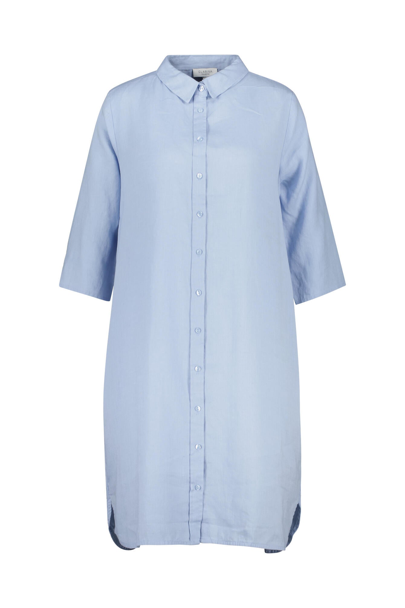 Freizeitkleid Midi aus Leinen - 612 BLEU - Blau