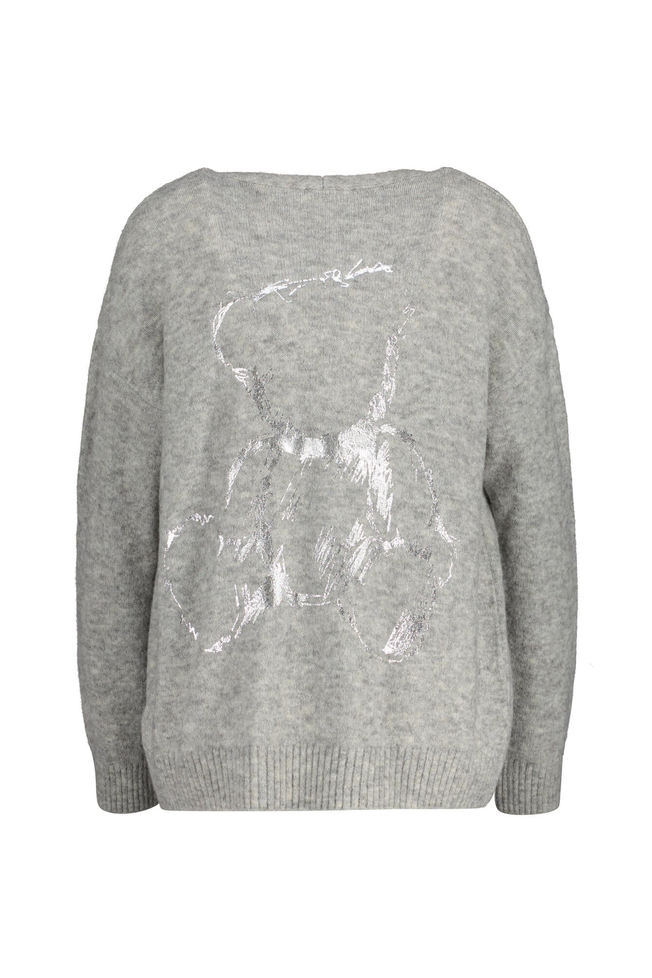 Strcik-Cardigan Oversized Fit - 809-GREY MELANGE - Grau