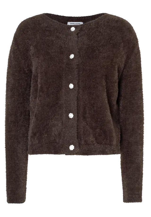Strick-Cardigan aus Fake Fur - 0279 - Braun