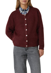 Strickjacke mit Rundhalsausschnitt - 3902-RED - Rot