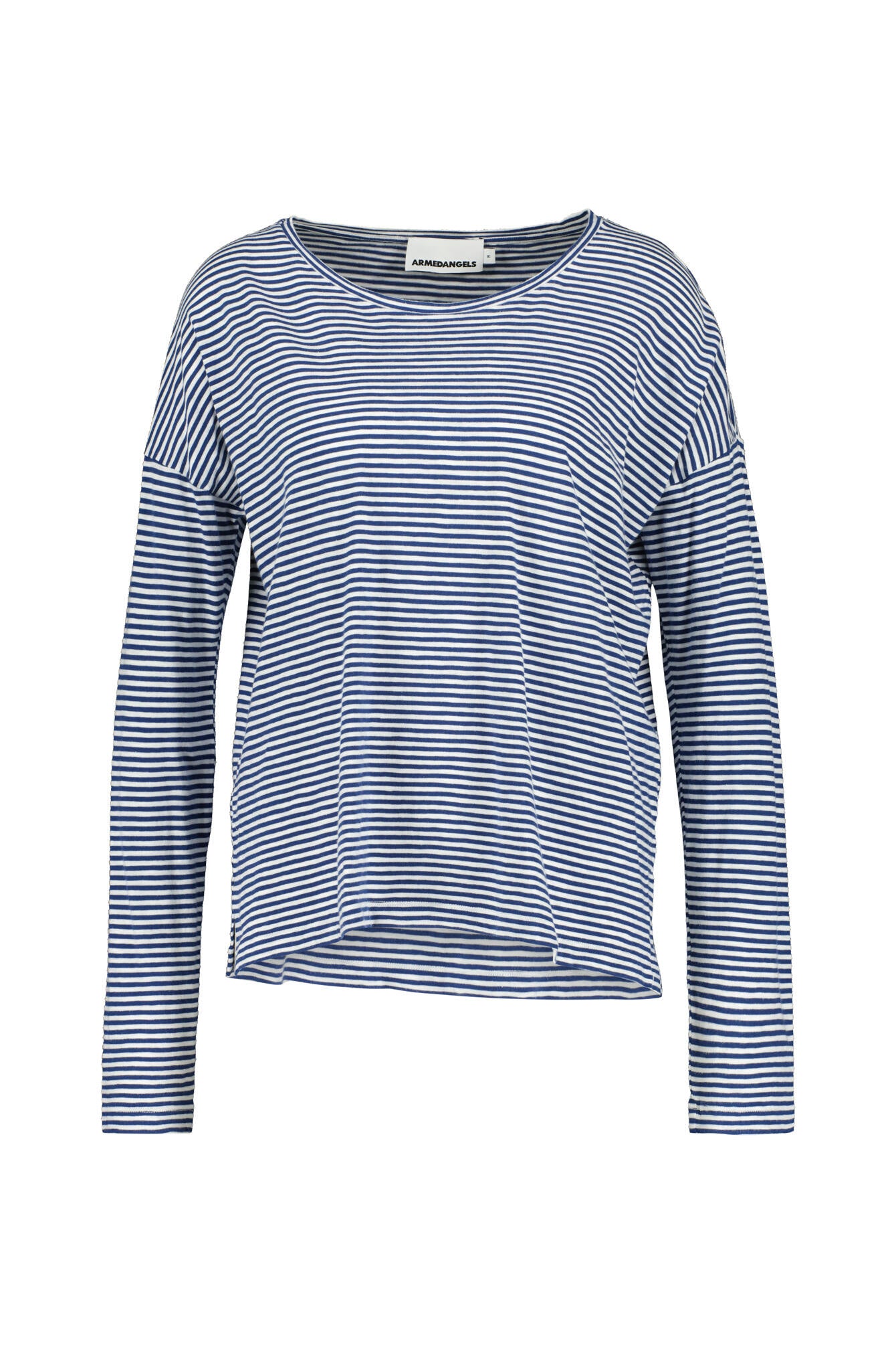 Oversized Langarmshirt aus Bio-Baumwolle - 2955-faded indigo-oatmilk - Blau