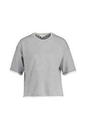 Strick-T-Shirt PINNI meliert - 8056-hazy fog melange - Grau