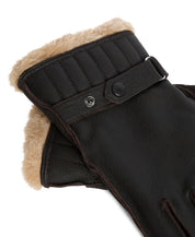Lederhandschuhe mit Fake Fur - BR12-Brown - Braun