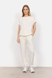 Kurzärmeliger Pullover - 1620-CREAM - Creme