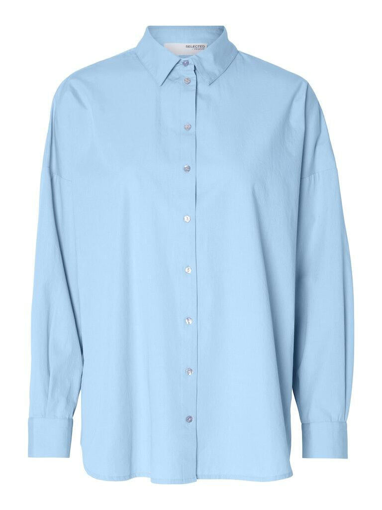 Hemdbluse oversized aus Bio-Baumwolle - Cashmere Blue - Blau